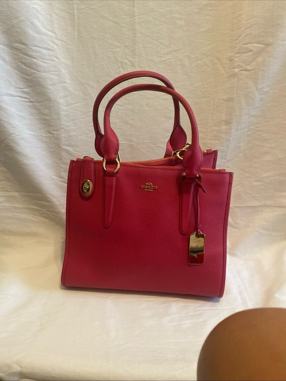 Coach Pink Leather Satchel with Gold Hardware
